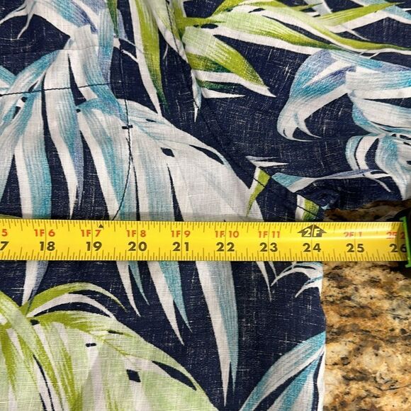 Tommy Bahama Perfect Palmday Camp Linen Shirt In Ocean Deep Size L - Picture 8 of 9